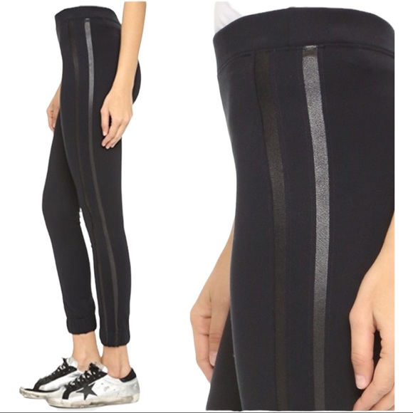 SPANX Pants - Spanx Faux Leather Detail Jogger Track Leggings